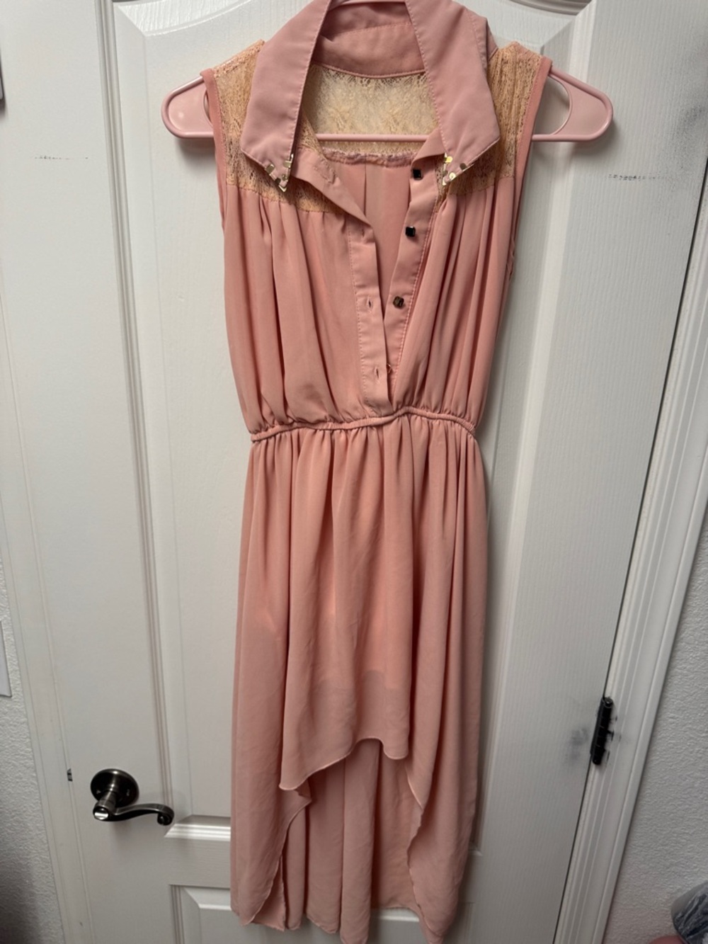 Sleeveless Blush Pink High-Low Dress